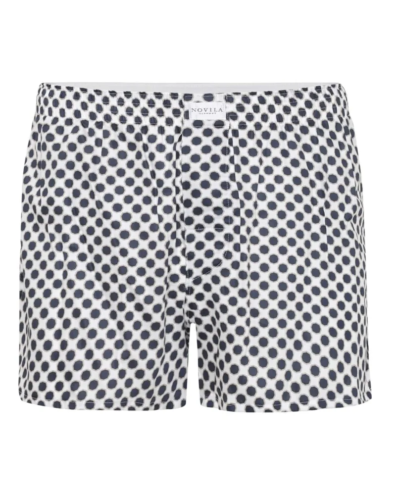 Novila Gemusterte Boxershorts in Satin-Qualität mit Eingriff in Marine