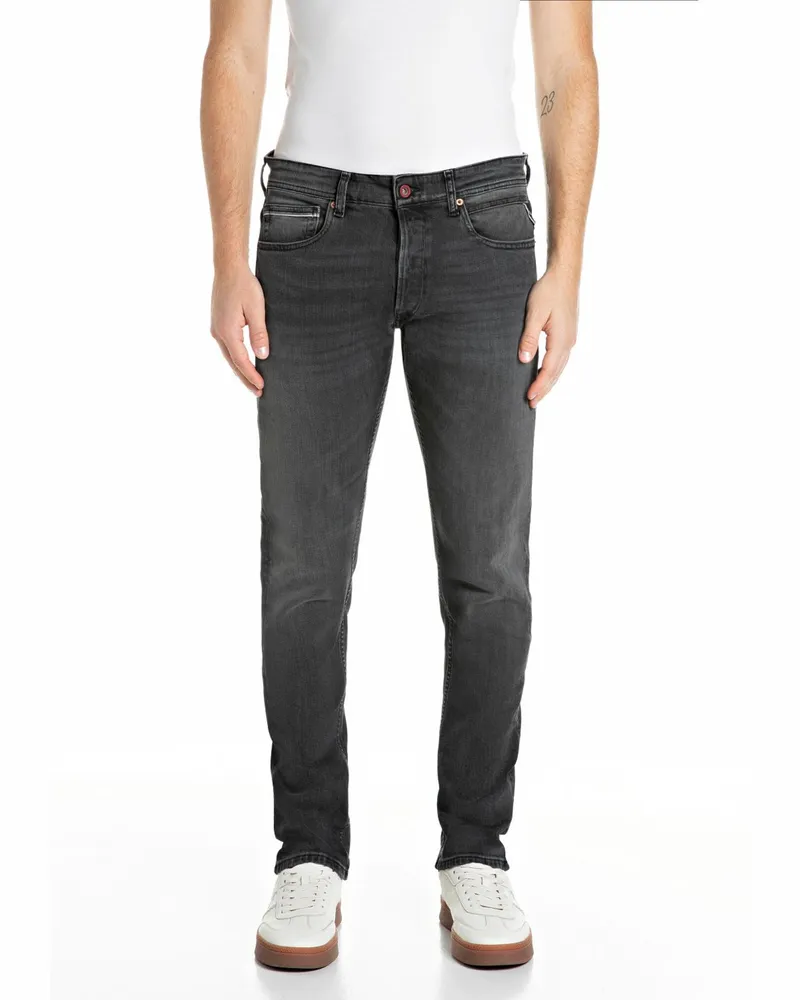 Replay Jeans Grover mit Waschung und Stretchanteil, Straight Fit in Anthrazit