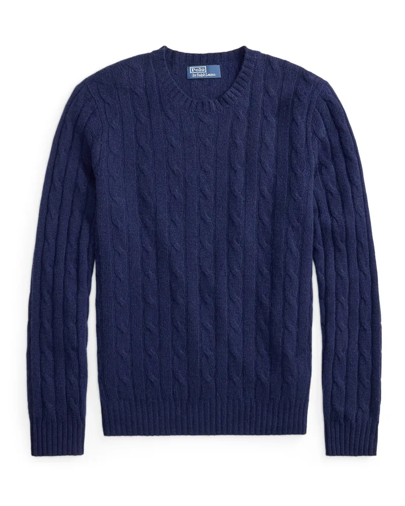 Ralph Lauren Zopfstrick-Pullover aus Kaschmir mit O-Neck in Marine