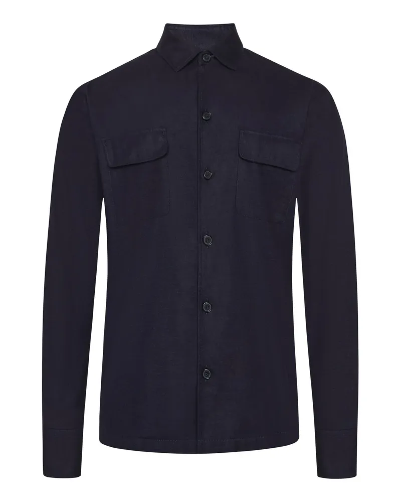 van Laack Weiches Overshirt aus einem Baumwoll-Lyocell-Mix in Marine