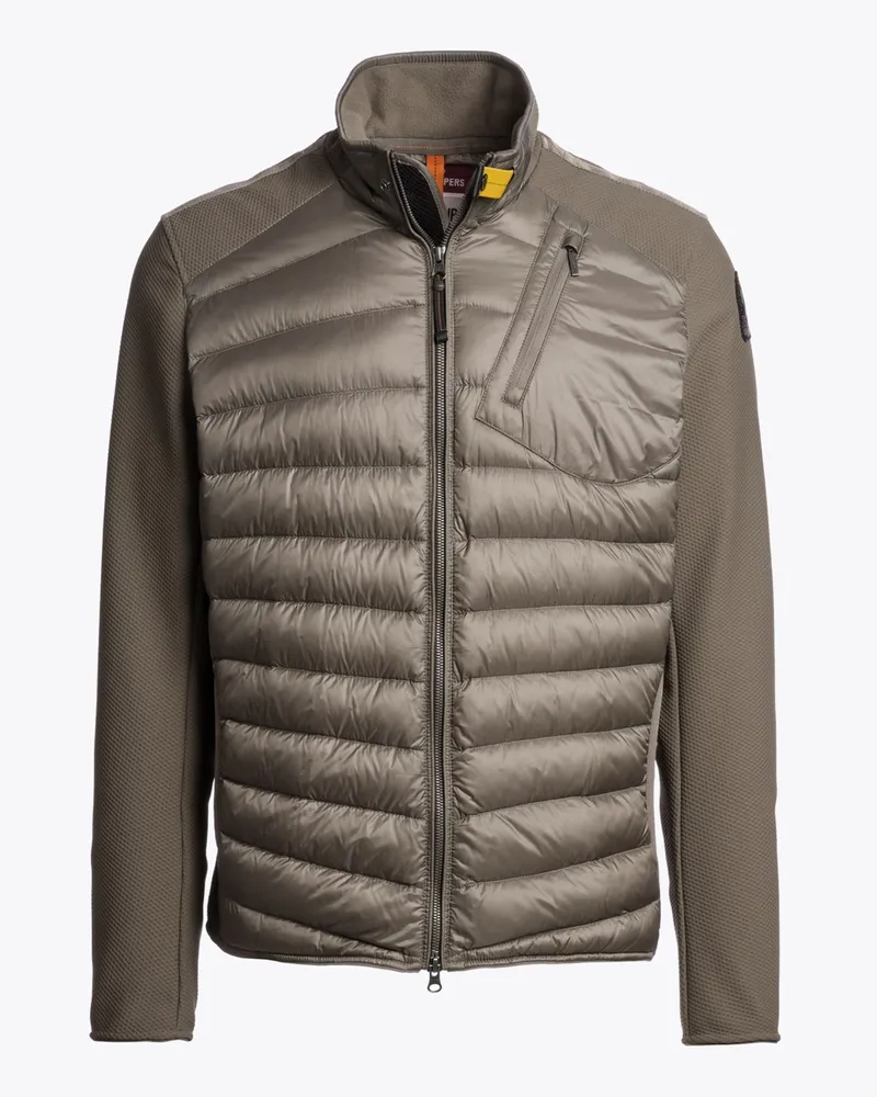 Parajumpers Gesteppte Hybrid-Daunenjacke Jayden mit Softshell-Akzenten in Oliv