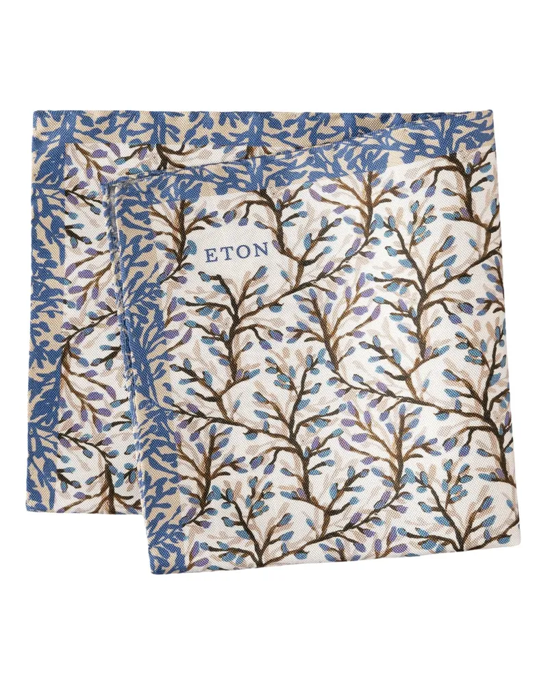 Eton Festliches Einstecktuch aus Seide mit floralem Muster in Beige
