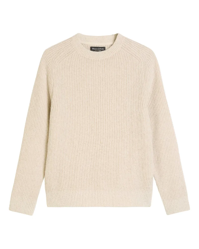 Marc O'Polo Rundhals Pullover aus einem leicht elastischen Wollgemisch, Regular Fit in Offwhite