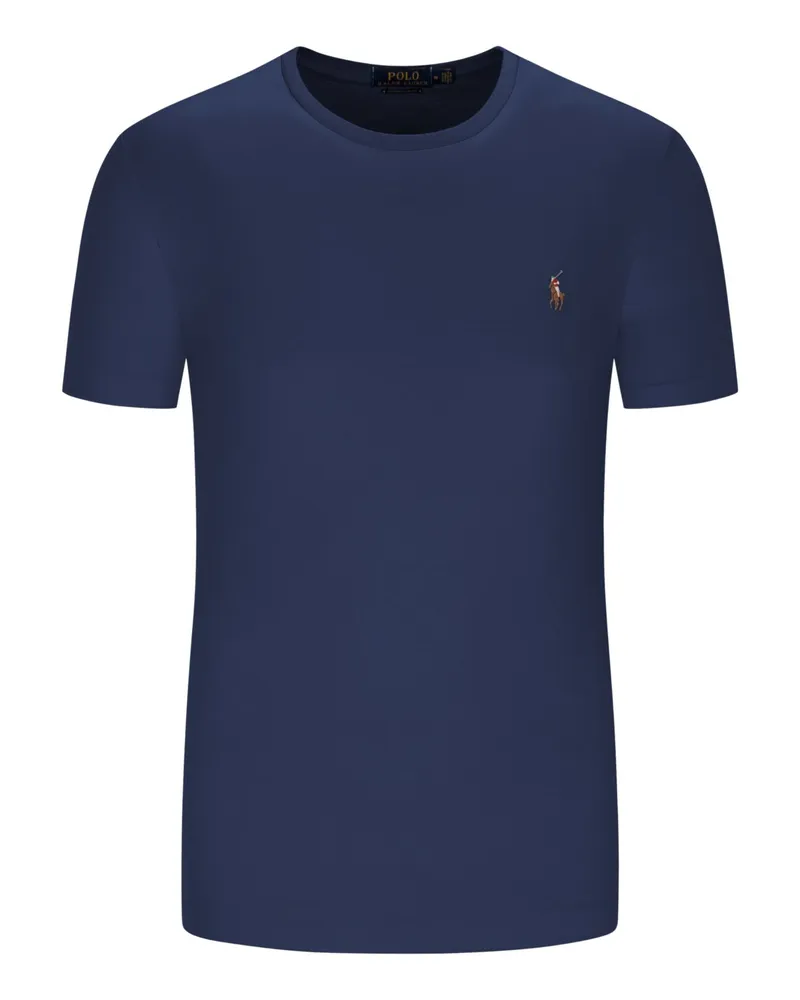 Ralph Lauren Jersey T-Shirt mit Poloreiter-Stickerei, Custom Slim Fit in Marine