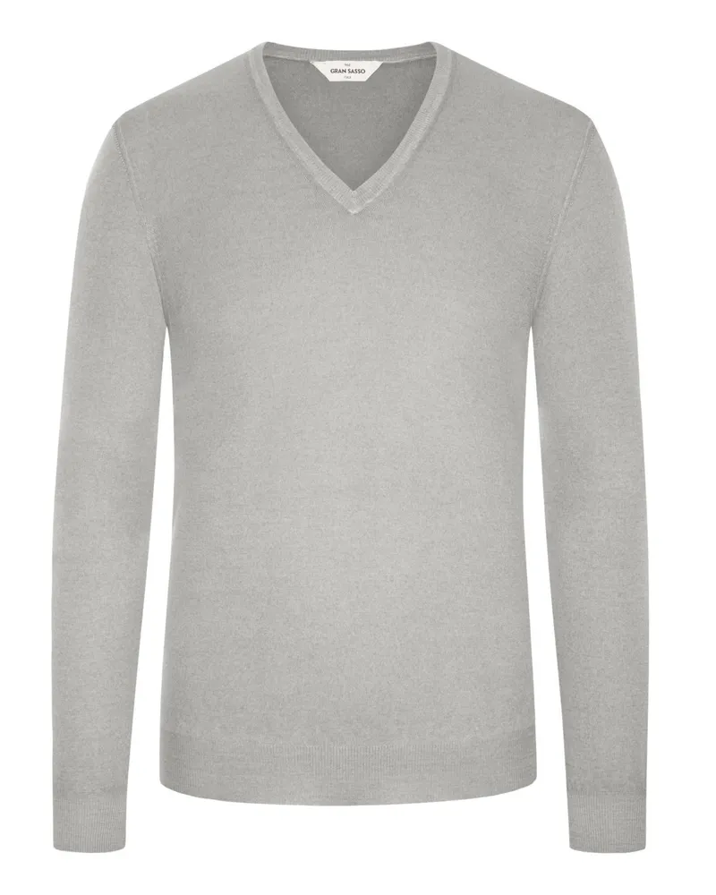 Gran Sasso Leichter Pullover aus Merinowolle mit V-Ausschnitt in Sand
