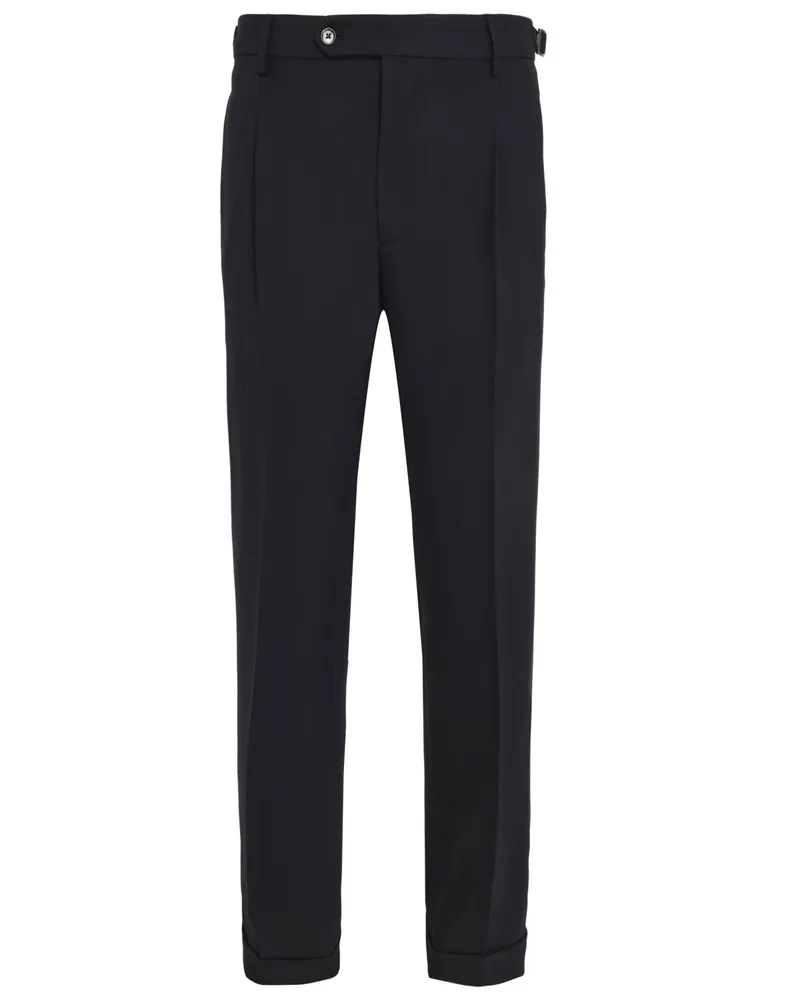 Berwich Flanell-Chino Retro GD in Woll-Haptik mit Stretch in Marine