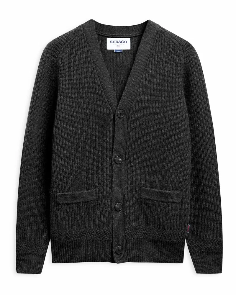 Sebago Grobstrickjacke Chandler aus einem Woll-Mix in Anthrazit