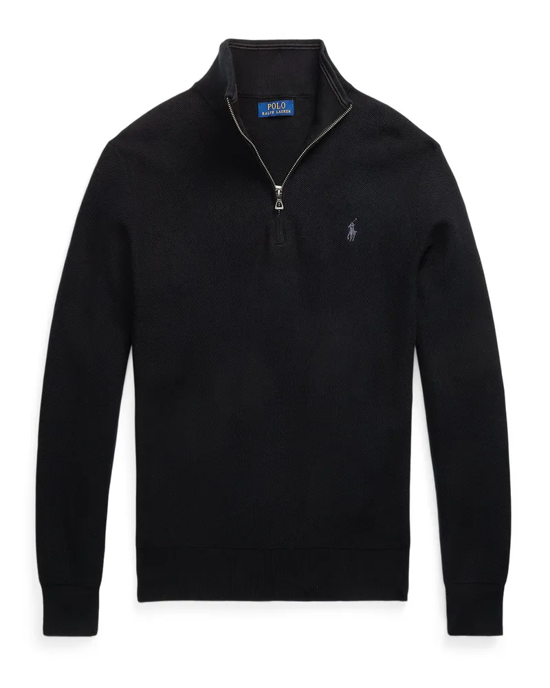 Ralph Lauren Piqué-Troyer aus Baumwolle mit Poloreiter-Stickerei in Schwarz