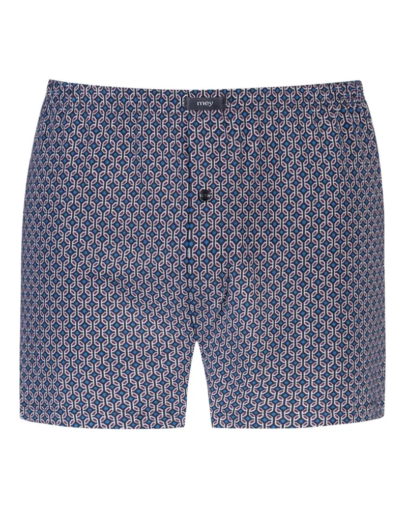 Mey Boxershorts mit Allover-Print und Stretchanteil Blau