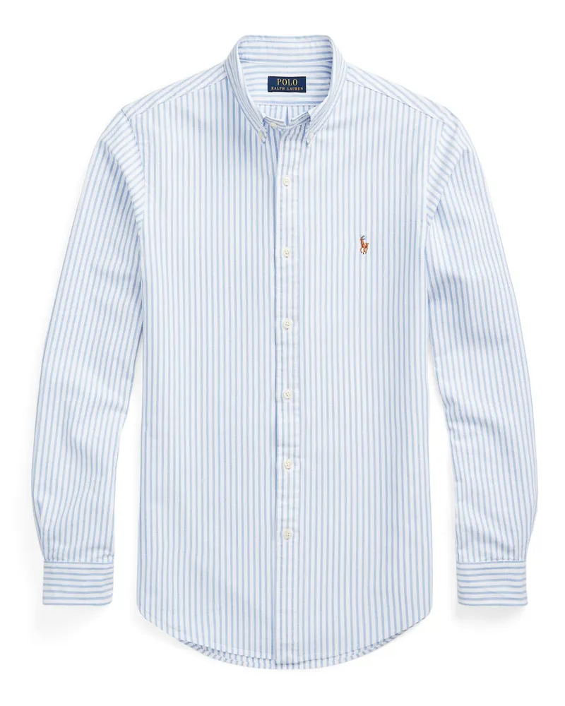 Ralph Lauren Oxfordhemd mit Streifen-Muster, Slim Fit in Hellblau