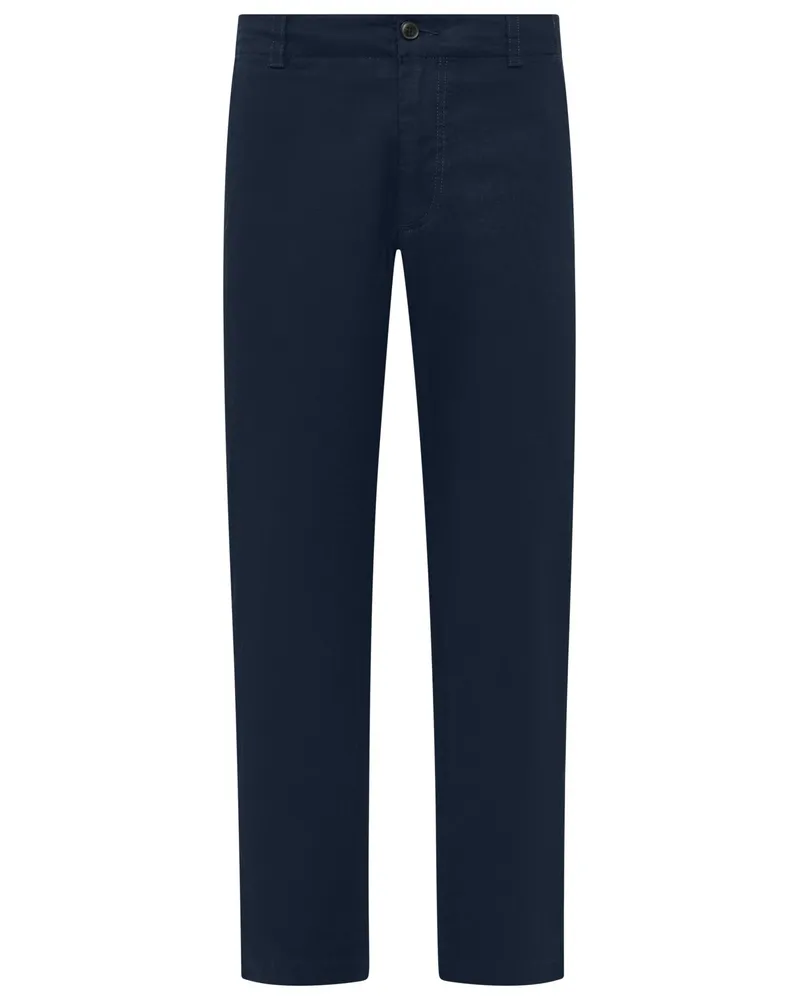 HUGO BOSS Hose aus einem Leinenmischgewebe mit Dehnbund, Regular Fit in Marine