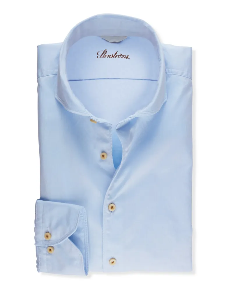 Stenströms Leichtes Baumwollhemd mit Haifischkragen, Regular in Hellblau