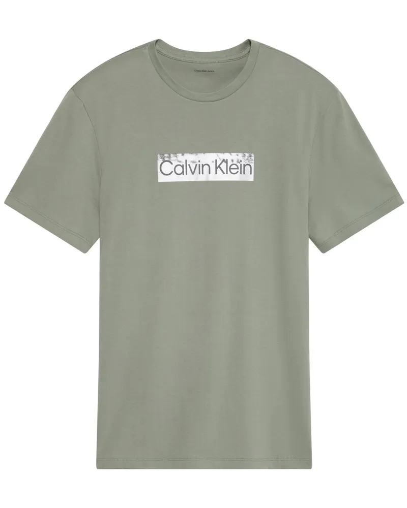 Calvin Klein Jersey-T-Shirt aus Baumwolle mit Label-Print in Grün