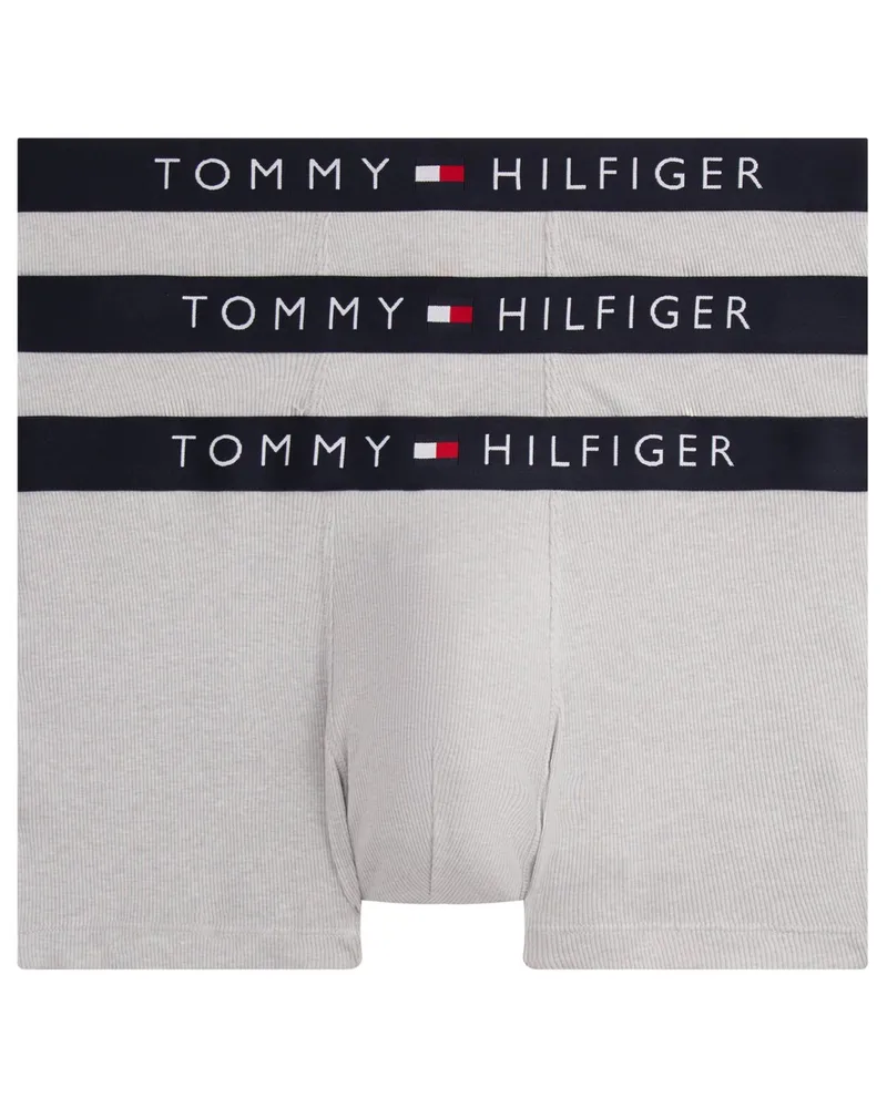 Tommy Hilfiger 3er Pack Trunks im Rippstrick mit Labelbund in Grau