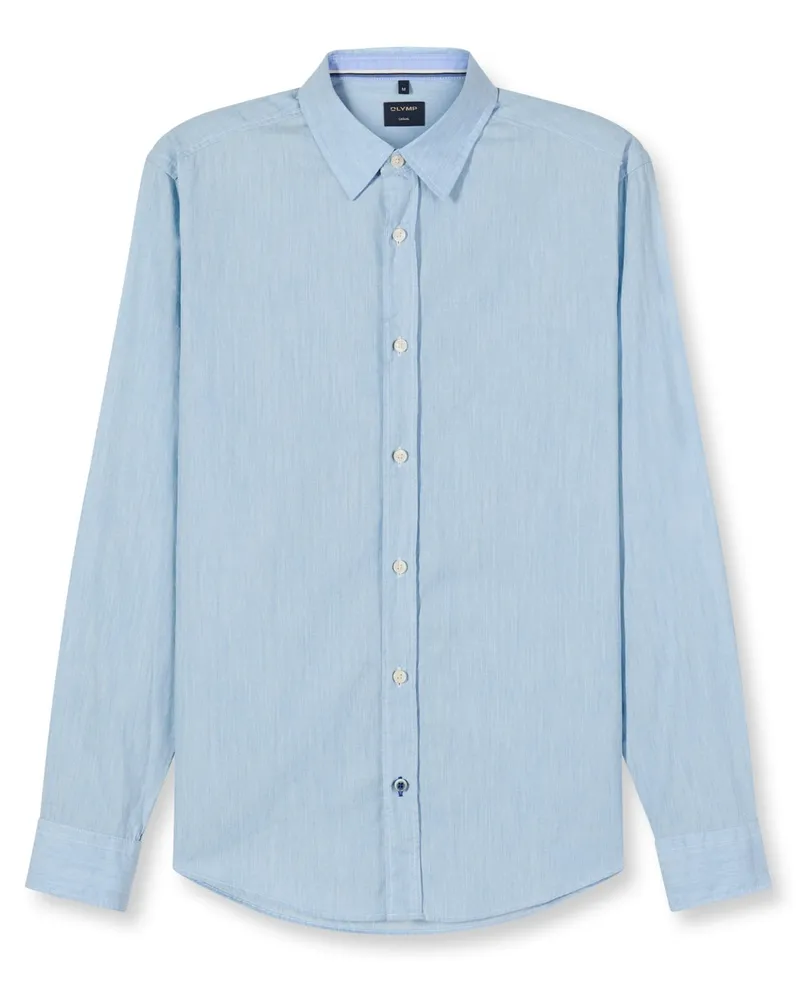 Olymp Casual, Regular Fit, Baumwollhemd mit Punktmuster in Hellblau