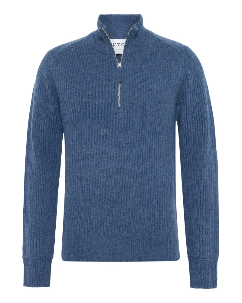 FTC Cashmere Softer Troyer aus Kaschmir im Glattstrick in Denim