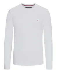 Tommy Hilfiger Longsleeve mit Logo-Stickerei und Stretchanteil, Slim Fit Weiß