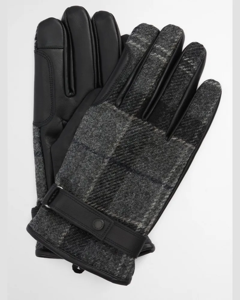 Barbour Lederhandschuhe mit Handrücken aus Wolle, Barbour Tech in Schwarz