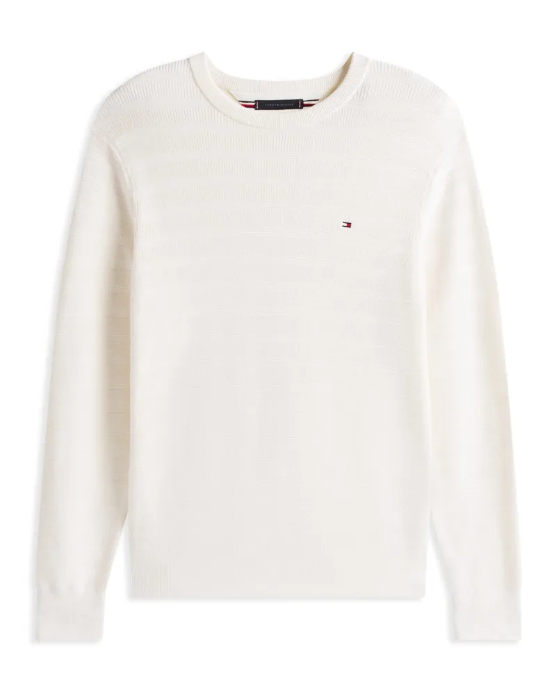 Tommy Hilfiger Pullover aus Baumwolle mit Strukturstreifen in Offwhite