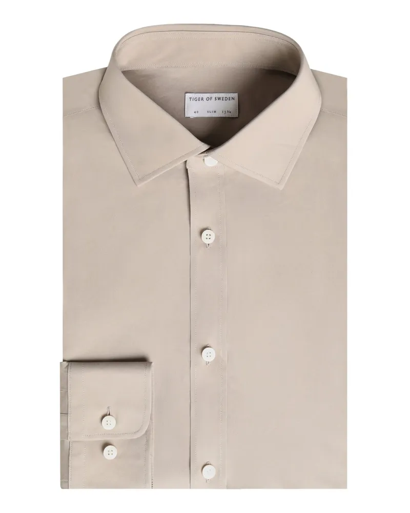 Tiger of Sweden Einfarbiges Hemd mit Stretchanteil, Slim Fit in Beige