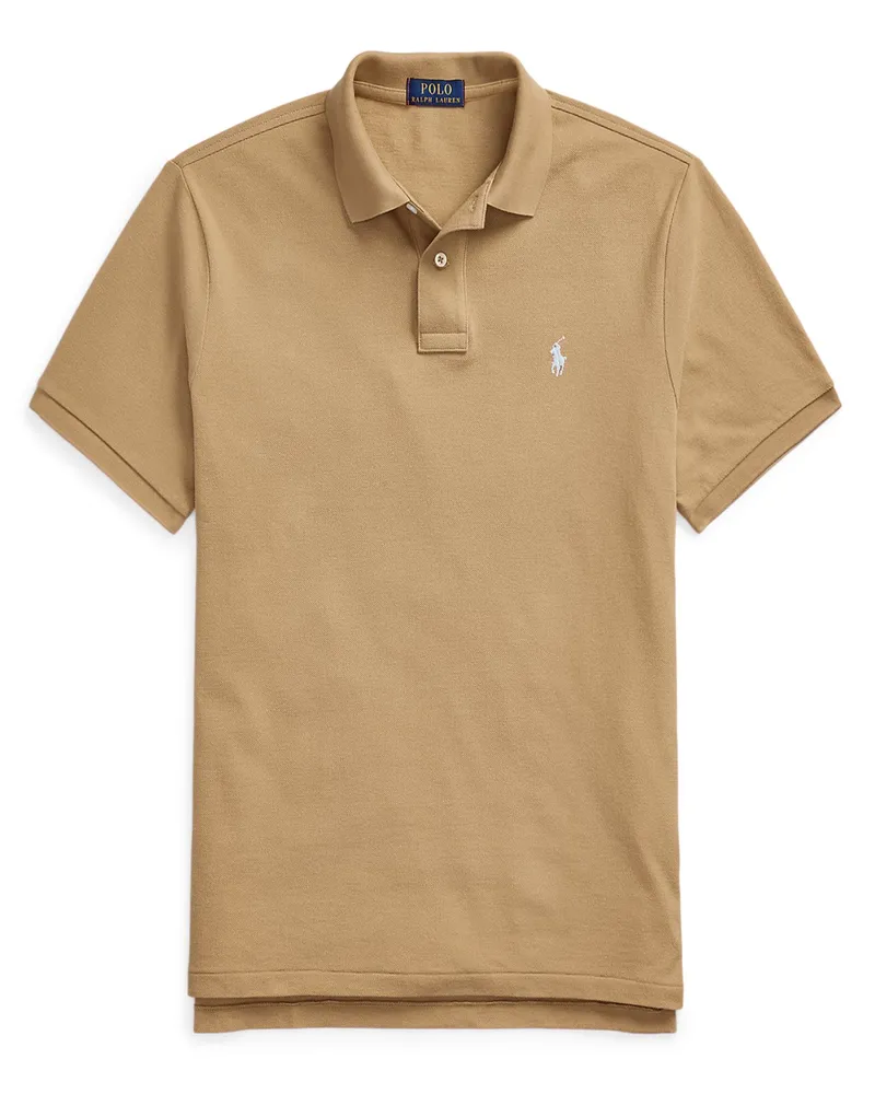 Ralph Lauren Piqué-Poloshirt aus Baumwolle mit Logo-Stickerei, Slim Fit in Khaki