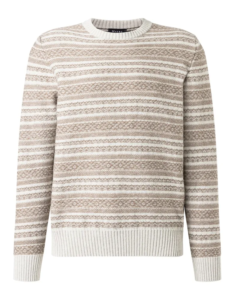 Maerz Strick-Pullover aus Merinowolle mit Norweger-Muster in Sand