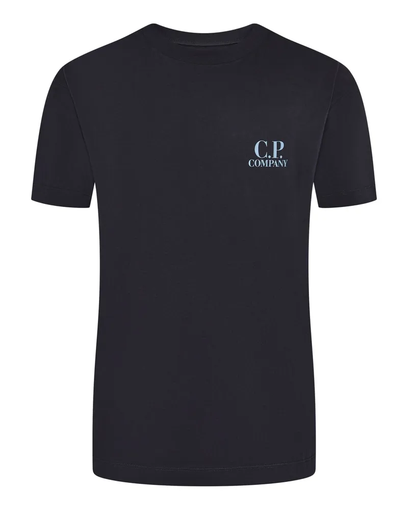 C.P. Company Unifarbenes Jersey-T-Shirt mit Logo-Print auf der Brust in Marine