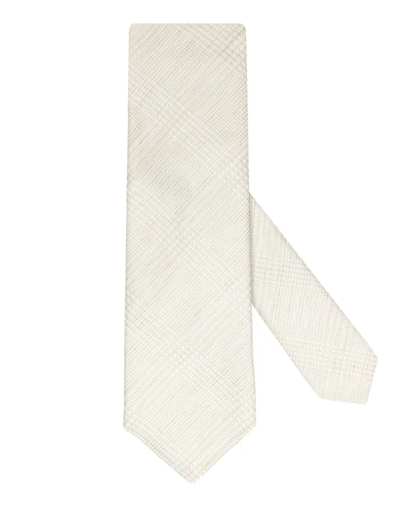 HUGO BOSS Krawatte aus Leinen-Seiden-Mischgewebe in Offwhite