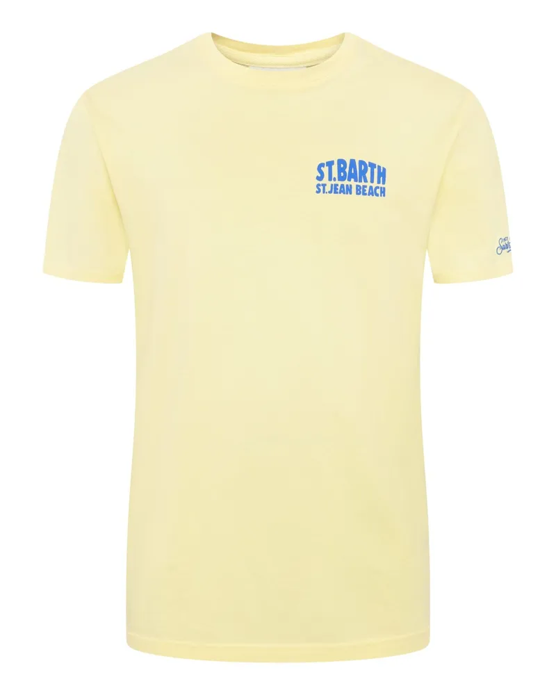 MC2 Saint Barth Leichtes T-Shirt mit O-Neck und Rücken-Print in Gelb