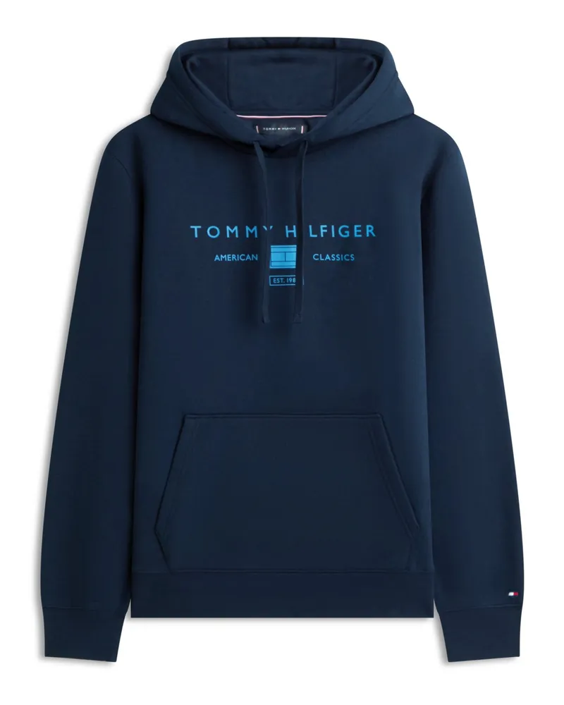 Tommy Hilfiger Hoodie aus Baumwolle mit Label-Frontprint in Marine