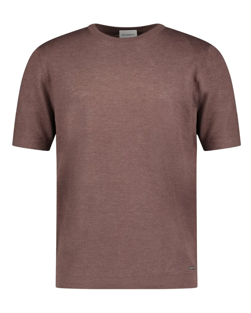 Roy Robson Leichtes Glattstrick-T-Shirt mit Leinenanteil in Rostrot
