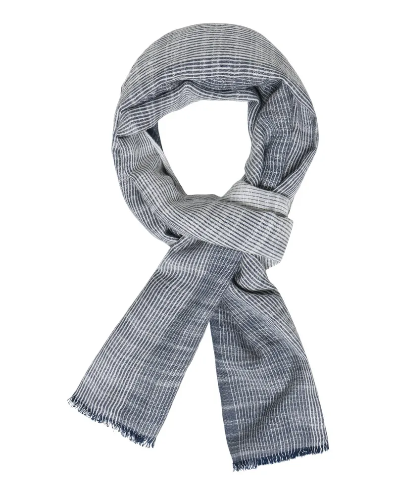 Tom Rusborg Strukturierter Schal aus einem Baumwollgemisch mit Streifen in Blau