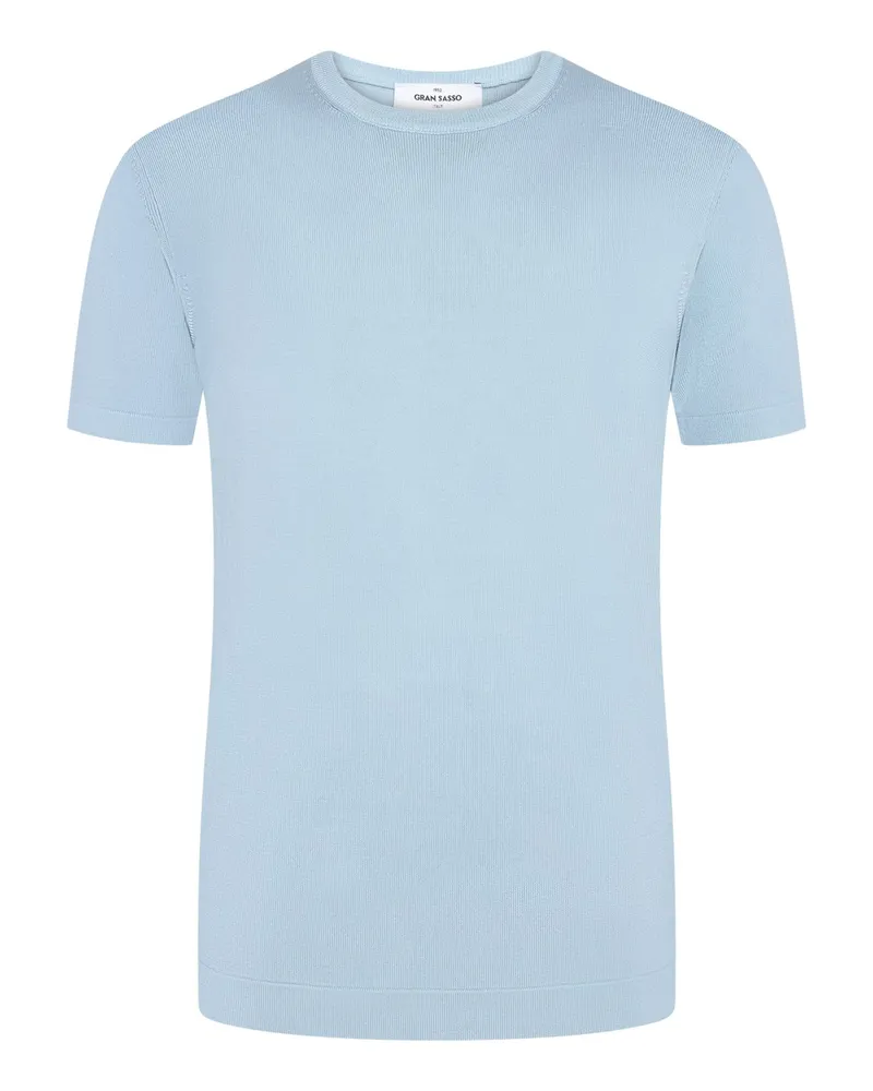 Gran Sasso Leichtes Strick T-Shirt aus ägyptischer Baumwolle in Hellblau