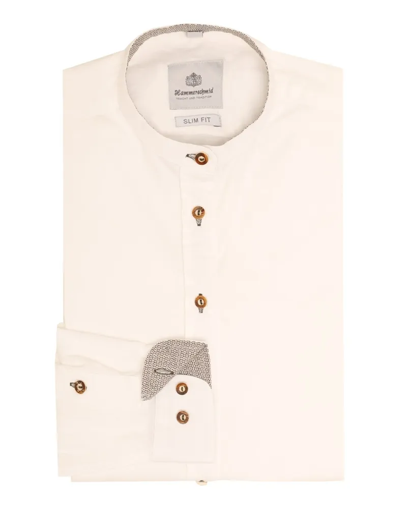Hammerschmid Trachtenhemd mit Stehkragen und Ausputz, Slim Fit in Weiß