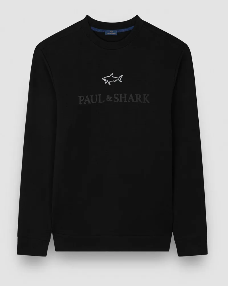 Paul & Shark Weiches Sweatshirt mit geflocktem Label-Schriftzug in Schwarz