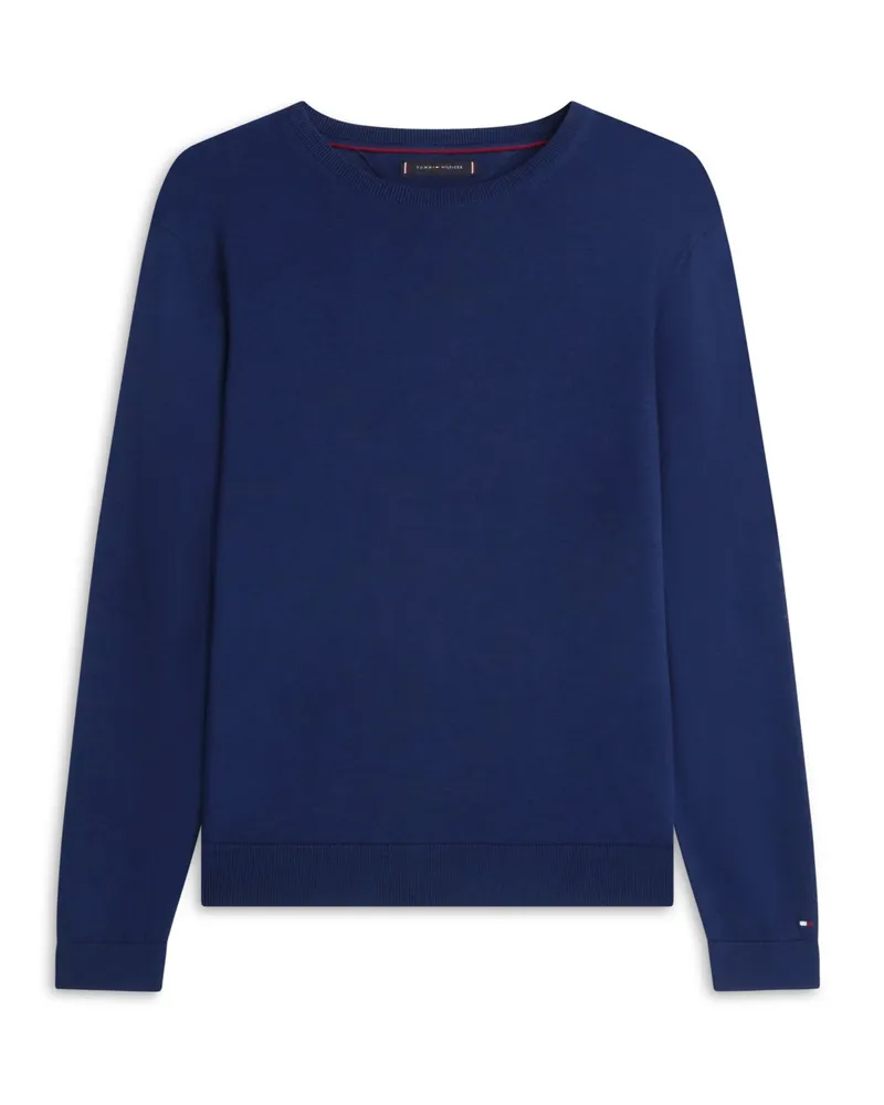 Tommy Hilfiger Leichter Strick-Pullover mit Lyocell und Logo-Stickerei in Marine
