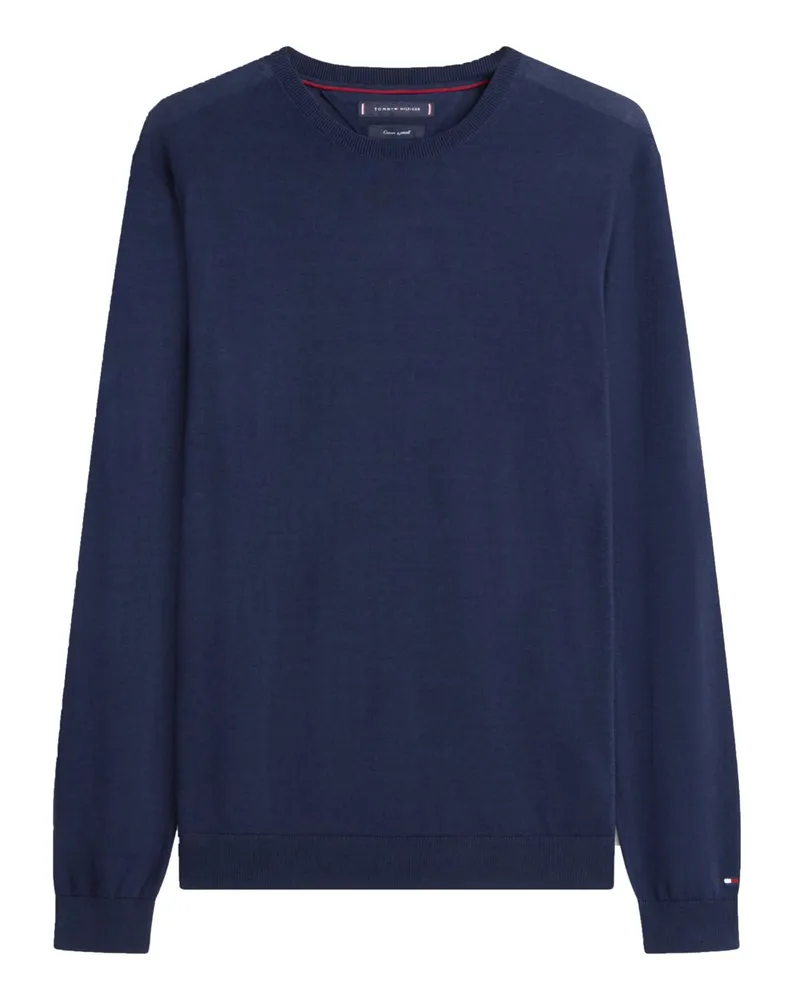 Tommy Hilfiger Leichter Strick-Pullover mit Lyocell und Logo-Stickerei in Marine