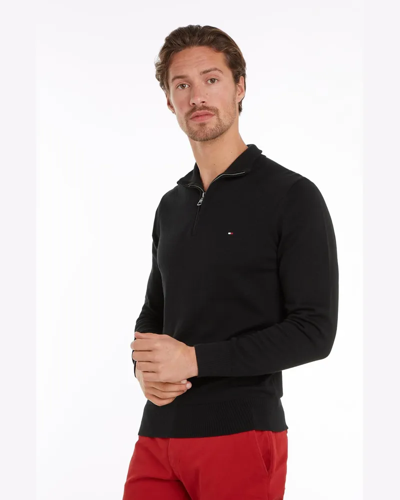 Tommy Hilfiger Softer Troyer mit Kaschmir und kleiner Logo-Stickerei in Schwarz