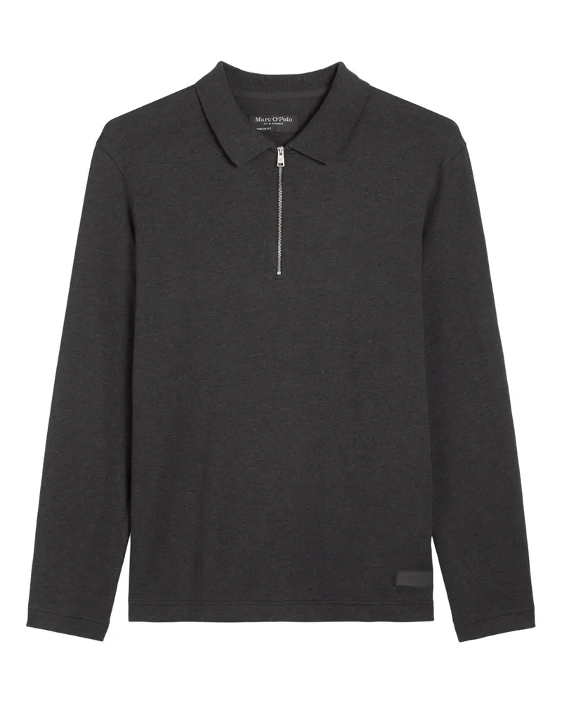 Marc O'Polo Langarm-Poloshirt mit Reißverschluss, Regular Fit in Anthrazit