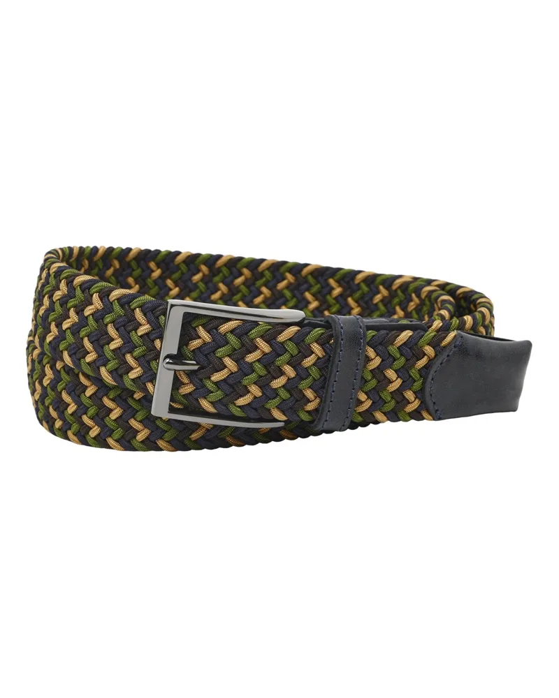 Tom Rusborg Elastischer Flechtgürtel mit Leder-Details im Farbmix in Marine