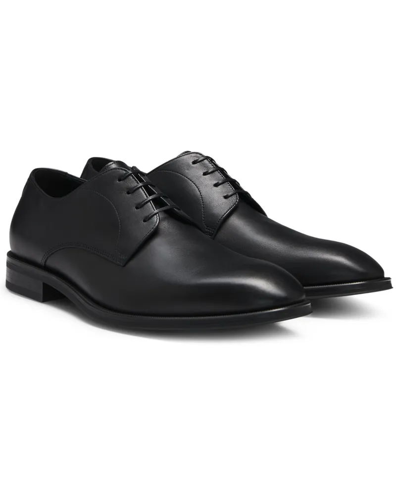 HUGO BOSS Business-Schnürer aus weichem Kalbleder in Derby-Form in Schwarz
