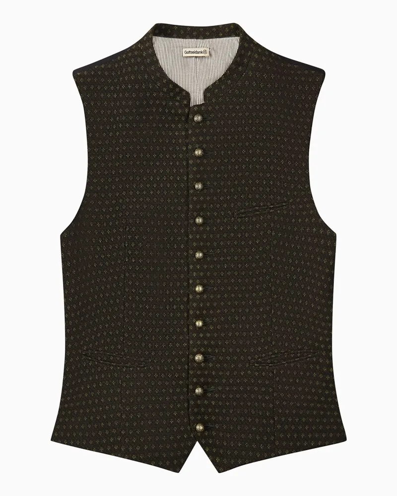 Gottseidank Trachtenweste Konstantin mit hochgeschlossen mit Stehkragen in Grün