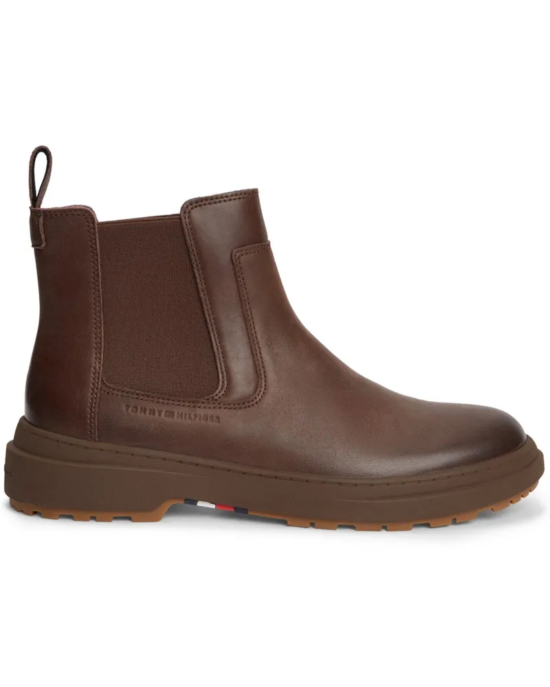 Tommy Hilfiger Gefütterte Outdoor-Chelsea-Boots aus Glattleder in Braun