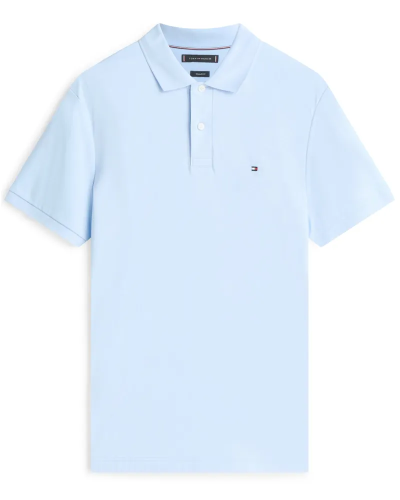 Tommy Hilfiger Piqué-Poloshirt aus Baumwolle mit Logo-Stickerei, Regular Fit in Hellblau