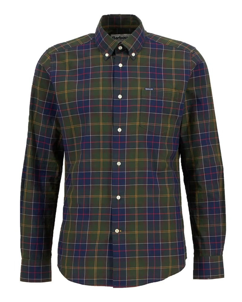 Barbour Hemd mit Glencheck-Muster und Brusttasche, Tailored Fit in Grün