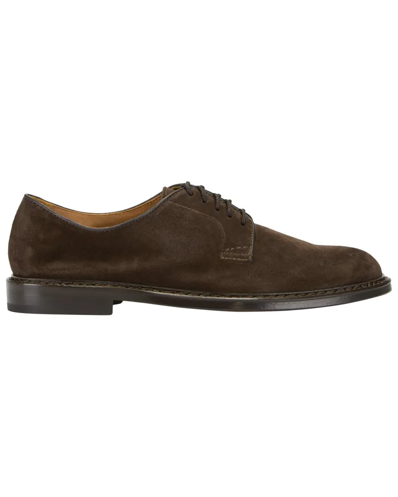 Doucal´s Handgefetigte Derby-Schuhe aus Veloursleder Dunkelbraun