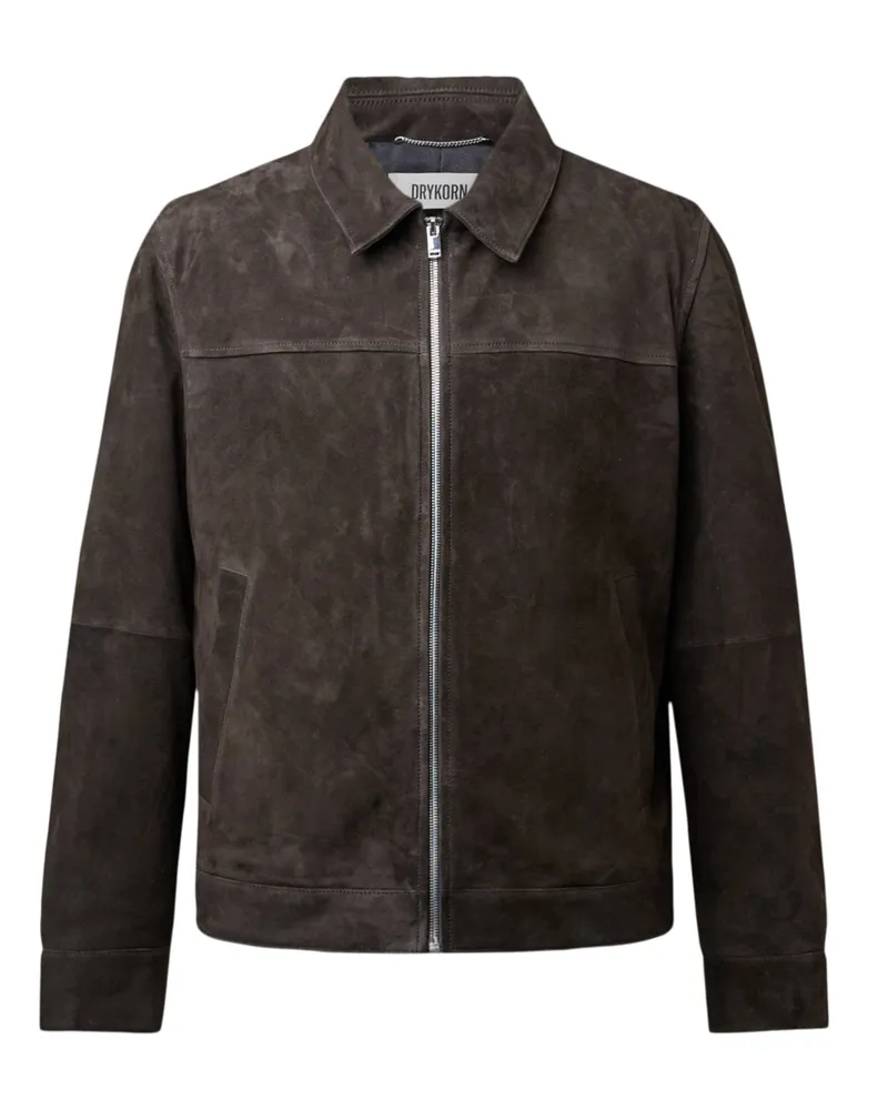 Drykorn Lederjacke Rikka mit Hemdkragen, Regular Fit in Braun