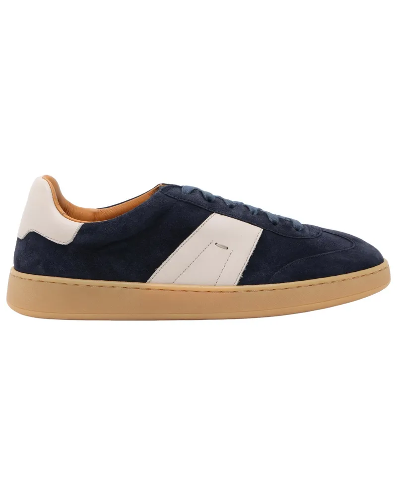 Magnanni Low Top-Sneaker aus Wildleder mit Kontrast-Details in Blau