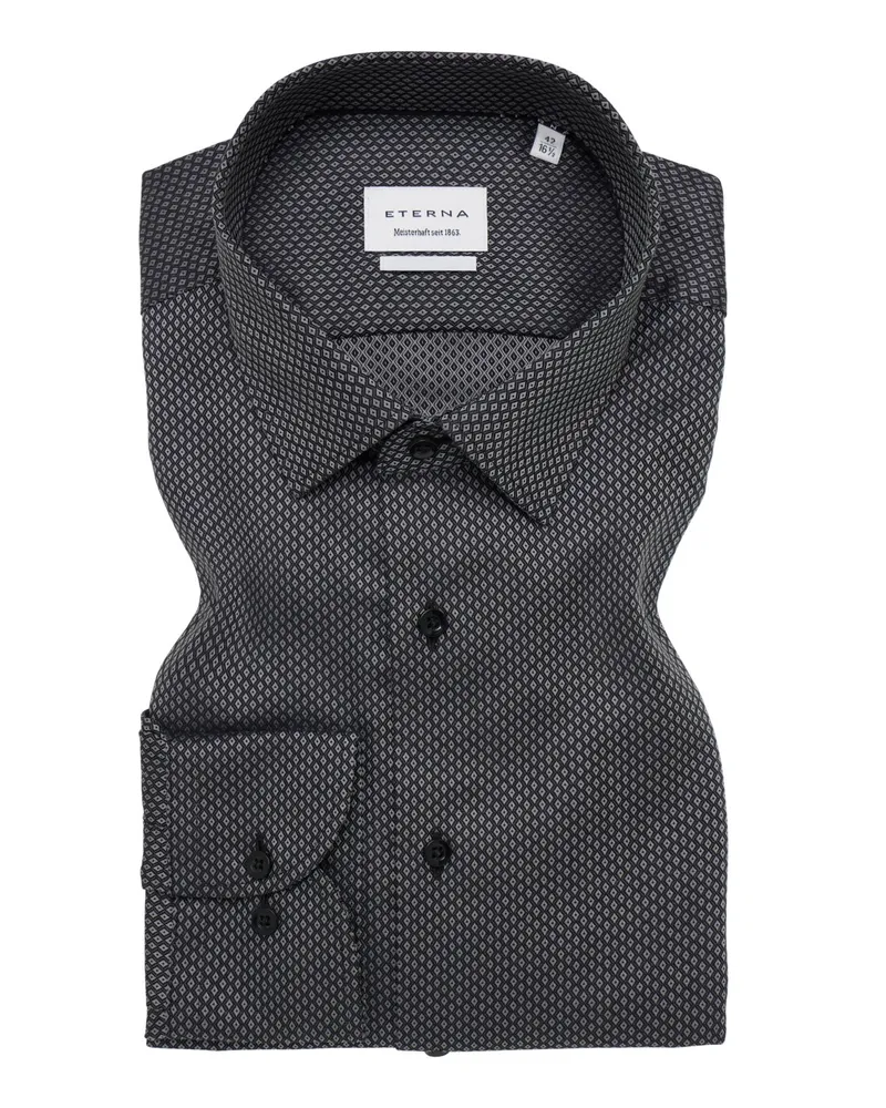 Eterna Strukturiertes Baumwollhemd mit Muster, Modern Fit in Grau