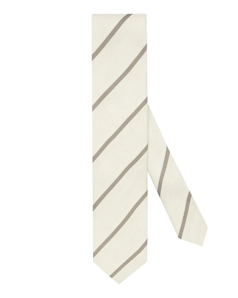 Gierre Milano Seidenkrawatte mit diagonalen Streifen in Offwhite